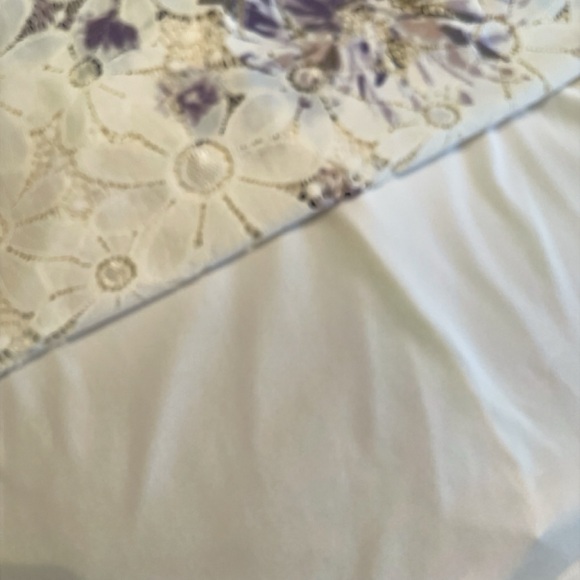 Liz Claiborne White and Purple Floral Midi Dress size 12 lined - Picture 8 of 8